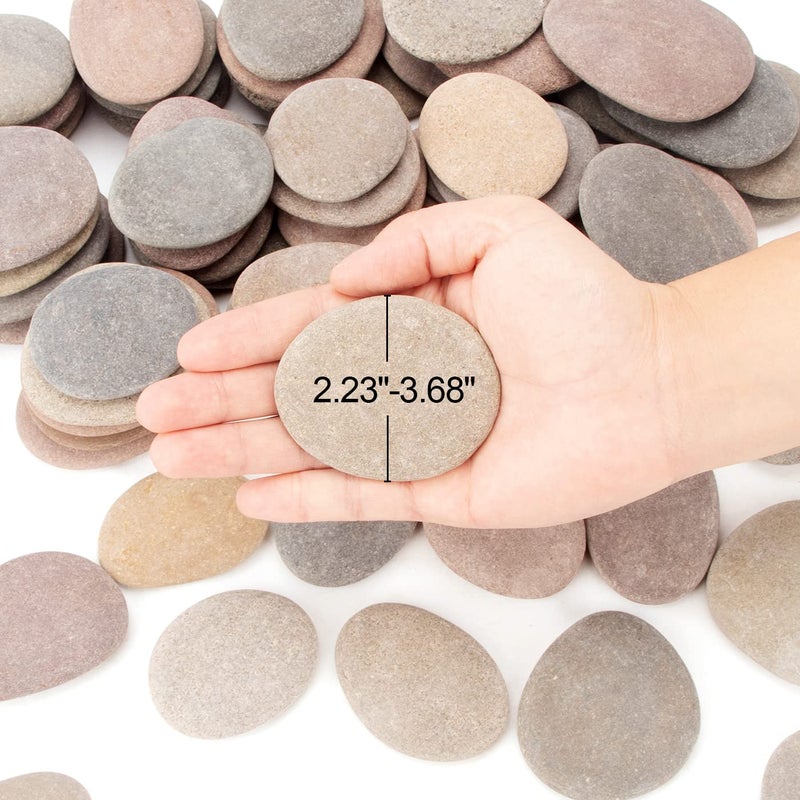 CFKJ [About 98 PCS - 103 PCS](18.1 Pounds) Painting Rocks,2.23"-3.68" River Rocks,Flat Stones - Image 3