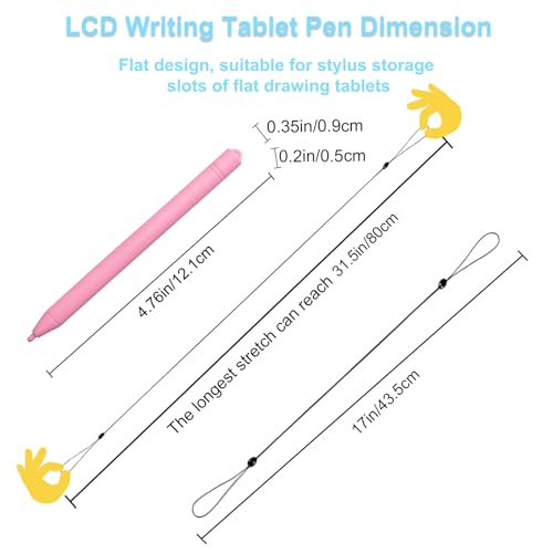 Yemotopro Replacement Stylus Drawing Pen for LCD Writing Tablets with 8 Elastic Lanyards Colorful Stylus Pen for Kids Drawing Tablet Compatible with Boogie Board Pen for LCD Drawing Pad for Kids 4.8" 8 PCS - Image 3