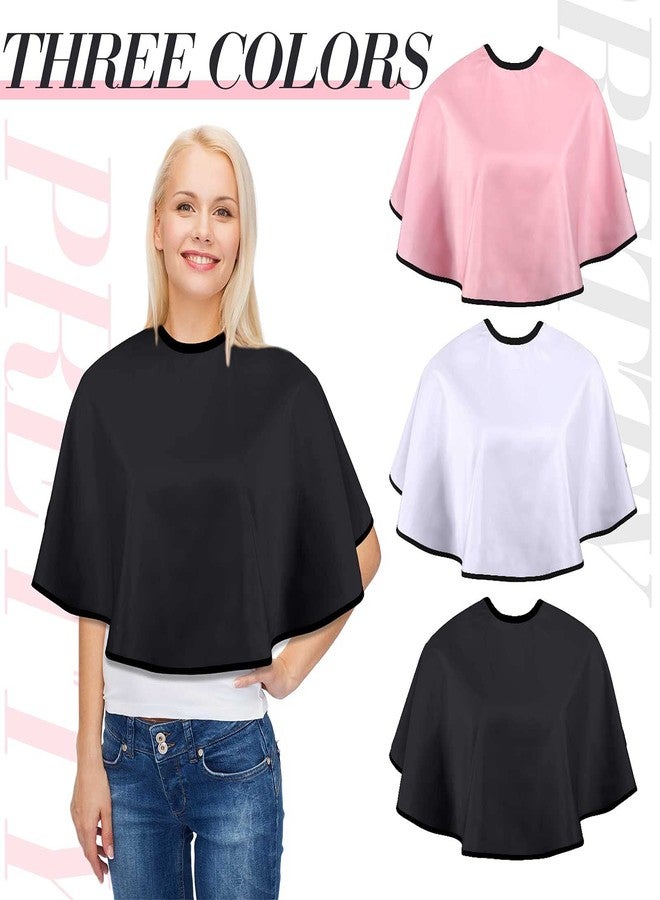 Sintege 3 Pieces Makeup Capes for Clients Makeup Bibs Comb-out Beard Aprons Hair Dye Aprons Styling Shampoo Capes Hair Salon Shorty Cape Barber Short Smock for Hair Beauty Artist Accessories, 3 Colors - Image 3
