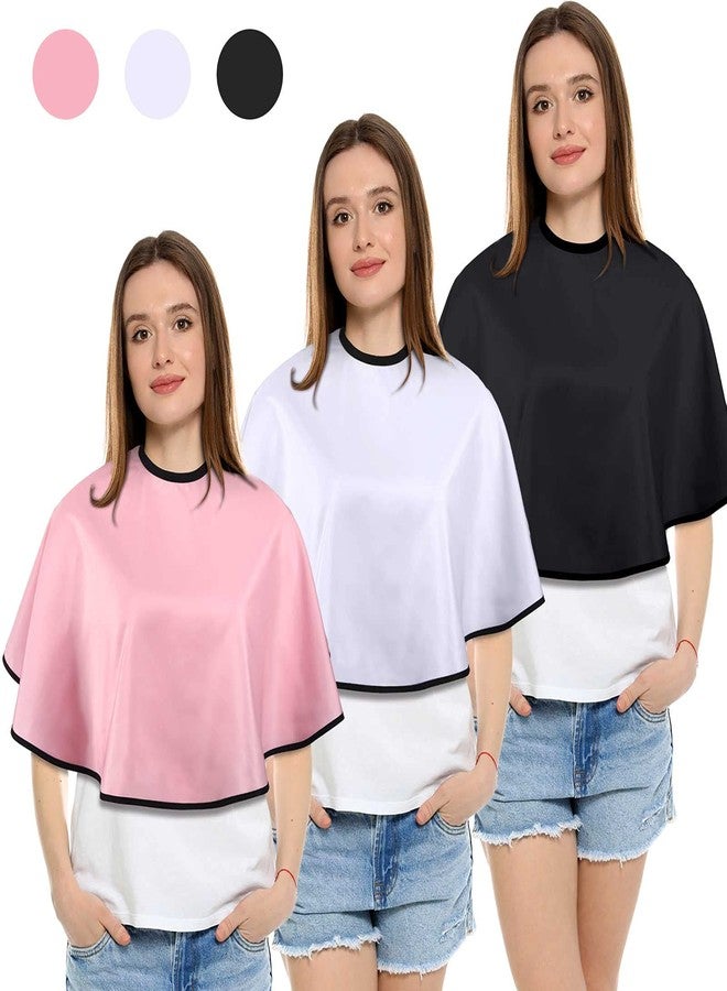 Sintege 3 Pieces Makeup Capes for Clients Makeup Bibs Comb-out Beard Aprons Hair Dye Aprons Styling Shampoo Capes Hair Salon Shorty Cape Barber Short Smock for Hair Beauty Artist Accessories, 3 Colors - Image 2