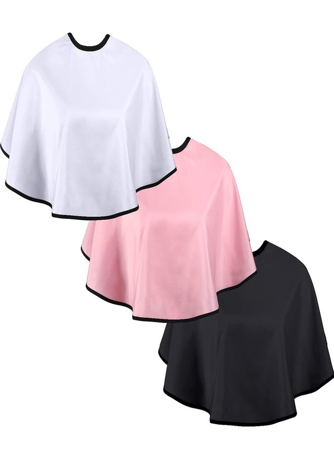 Sintege 3 Pieces Makeup Capes for Clients Makeup Bibs Comb-out Beard Aprons Hair Dye Aprons Styling Shampoo Capes Hair Salon Shorty Cape Barber Short Smock for Hair Beauty Artist Accessories, 3 Colors - Image 1