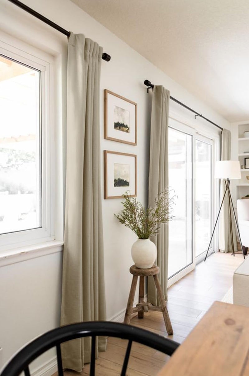 100% Blackout Shield Linen Blackout Curtains for Bedroom 80 Inches Long, Back Tab/Rod Pocket Living Room Drapes, Thermal Insulated Blackout Curtains 2 Panels Set, 50" W x 80" L, Oatmeal - Image 5