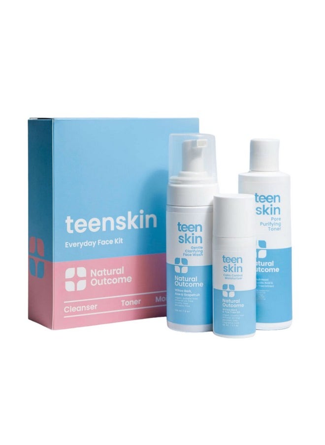 natural outcome Natural Outcome Teen Skin 3-Step Skin Care Kit | Daily Boys & Girls Skin Care Regimen | Face Wash, Toner, & Moisturizer | Perfect for Teens Preteens & Kids Looking to Prevent Acne | 3 Pc  - Image 1