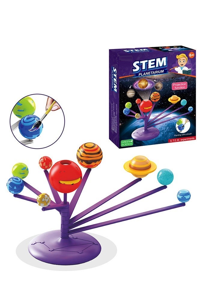 STEM Painted planet, with projection , can be painted ,Science and Physics home chemical lab Educational Game for kids and It is an educational game that helps focus, creativity,Children's DIY 6+ Years - Image 1