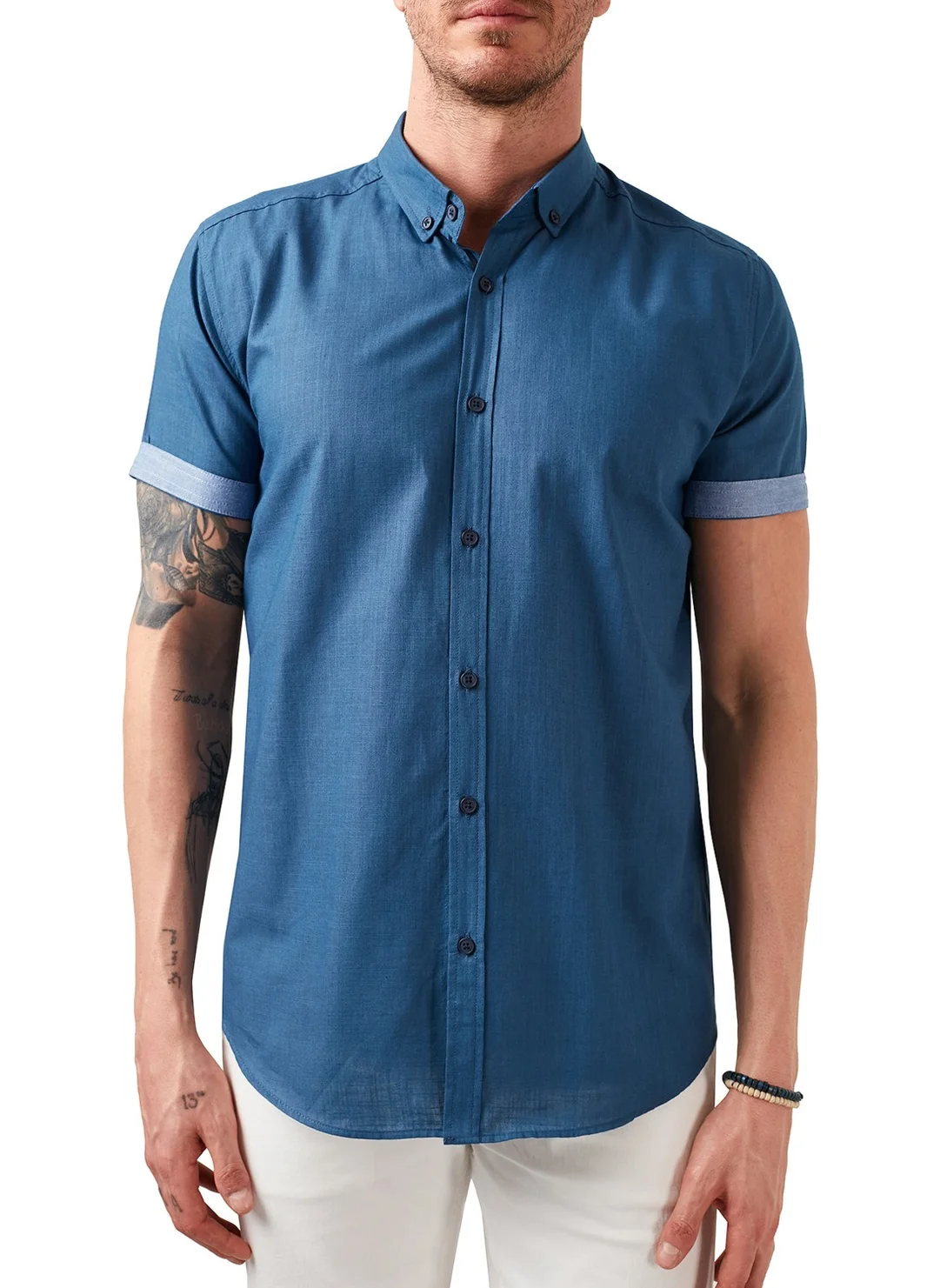 Buratti Cotton Slim Fit Button Collar Short Sleeve Shirt Men's SHIRT CF21S112546