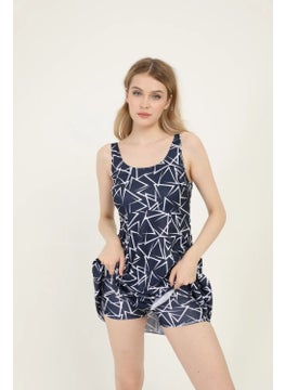 Swana Patterned Lycra Shorts Dress Swimsuit  - Image 1