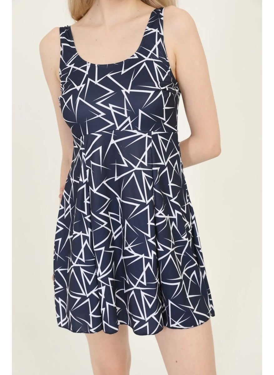 Swana Patterned Lycra Shorts Dress Swimsuit  - Image 4