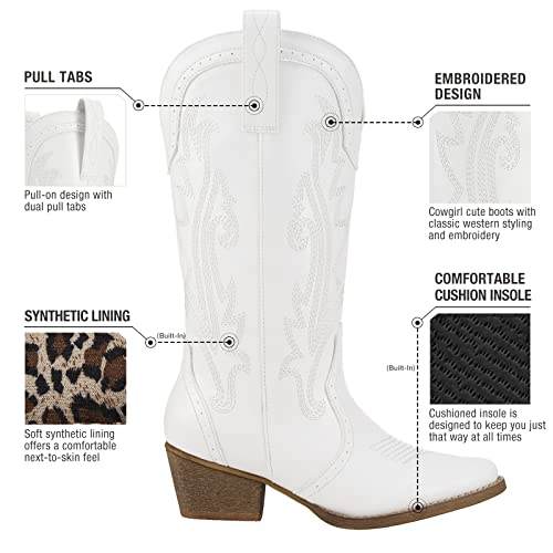HISEA Rollda Cowboy Boots for Women, Cowgirl Boots, Comfortable Western Boots with Pointed Toe Stitched Embroidery for Country Concert Dancing Wedding Traveling Daily Outfits - Image 5