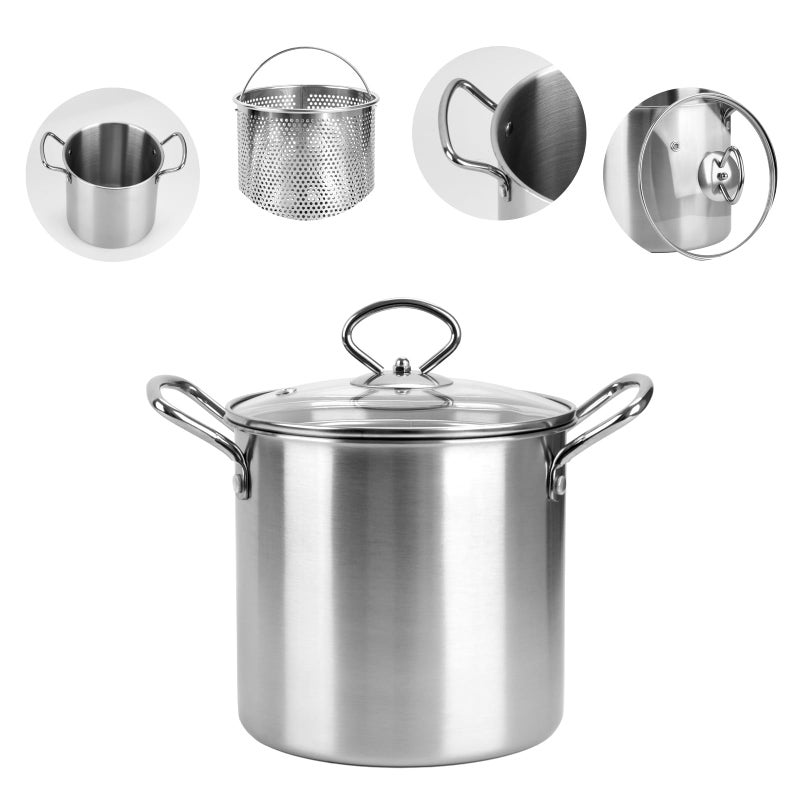 BSDLZCH 3.5L Deep Fryer Pot with Oil Drip Drainer Stainless Steel Fryer Pot with Lid and Basket Deep Frying Pot for Party Restaurant Kitchen Dining Party Picnic - Image 4