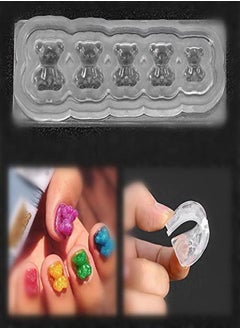 Rotekt Ne Nail Carving Mold, Nail Art Templates 3D Silicone Nail Art Decoration Mold, Uv Nail Art Template Bear Pattern Decals Nail Diy Tools, Professional Natural And Artificial Nails Tools  - Image 1