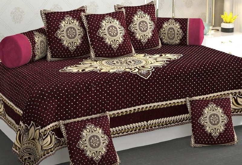 Laying Style™ Diwan Set of 8 Pieces Combo with Sofa Covers for Living Room 5 Seater and Center Table Cover - Image 3