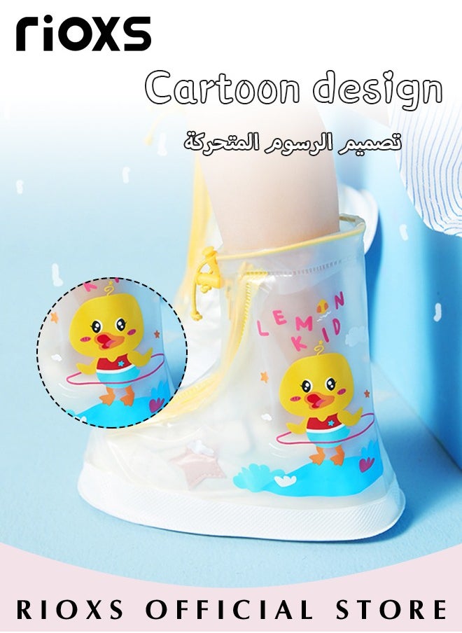 RIOXS Rain Boot For Boys Girls,Waterproof Shoes Covers,Kids Waterproof Rain Shoe Cover Galoshes,PVC Rubber Sole Reusable Rain Snow Boots,Non-Slip Overshoes For Cycling Outdoor Camping Fishing Garden Travel  - Image 3