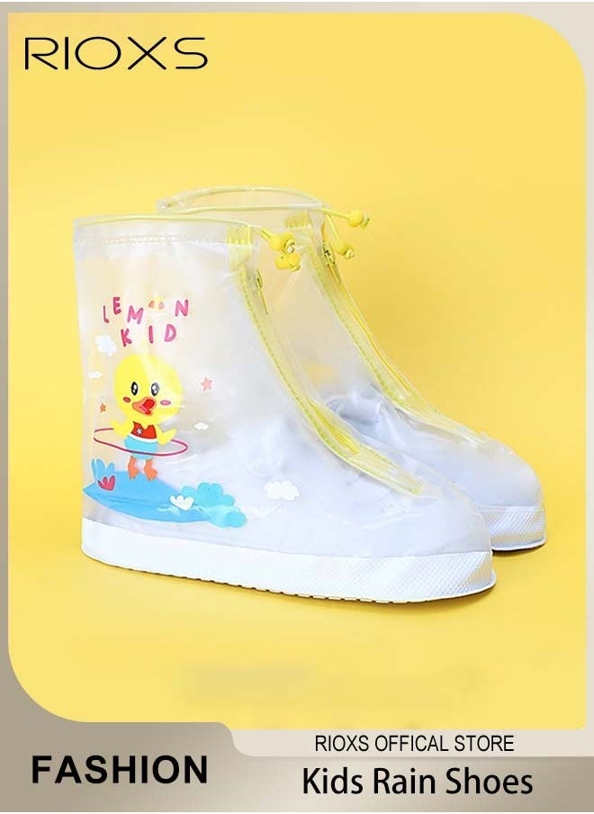 RIOXS Rain Boot For Boys Girls,Waterproof Shoes Covers,Kids Waterproof Rain Shoe Cover Galoshes,PVC Rubber Sole Reusable Rain Snow Boots,Non-Slip Overshoes For Cycling Outdoor Camping Fishing Garden Travel  - Image 2