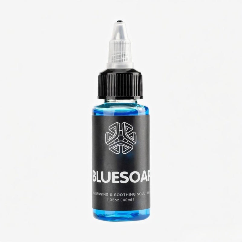 Blue Tattoo Soap: Press Bottle With Rich Foam - Gentle Non-Irritating Cyanobacteria Solution For Tattoo Beginners, Professional Artists, Tattoo Shops - Image 1