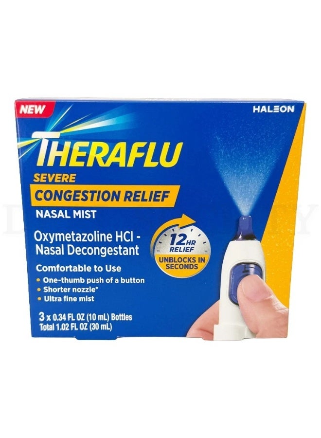 Theraflu Severe Congestion Relief Nasal Mist 3 Pack 0.34oz Each - Image 3