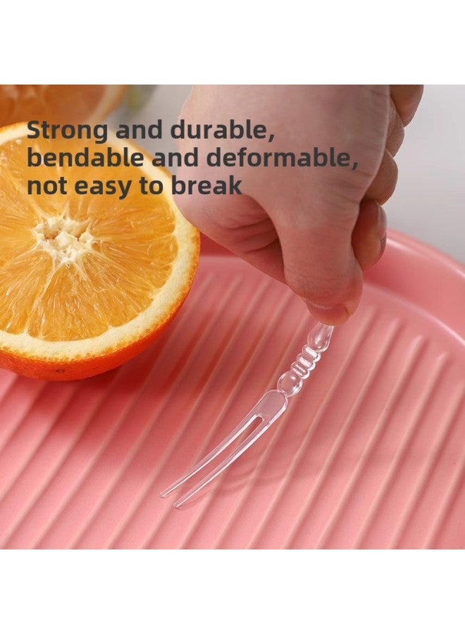 Fruit Sign Bottled Bag Disposable Fruit Fork Plastic Food Grade Eating Fruit Fork Cake Dessert Fork Small Fork-Color:100 Pieces + Cartoon Panda Storage Jar  - Image 4
