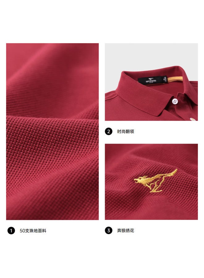 Septwolves Men's Short Sleeve Polo Shirt With Turn-down Collar, Cool Feeling, Antibacterial, Solid Color, Business Casual, Colorful Polo Shirt - Image 1