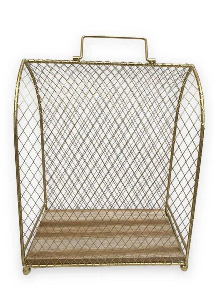 Gold Cage with Wooden Base Small 
