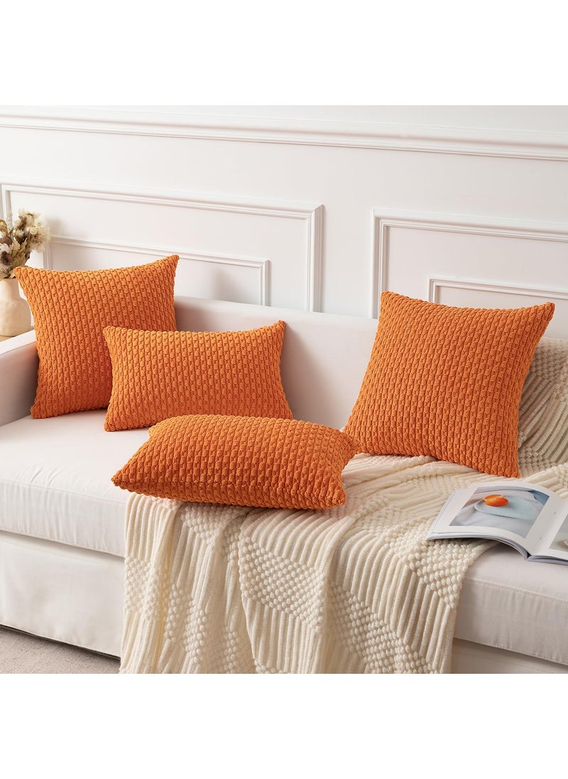 K KEVIN TEXTILE Kevin Textile Pack of 2 Corduroy Decorative Throw Pillow Covers 22x22 Inch Soft Boho Striped Pillow Covers Modern Farmhouse Home Decor for Spring Sofa Living Room Couch Bed Orange  - Image 5
