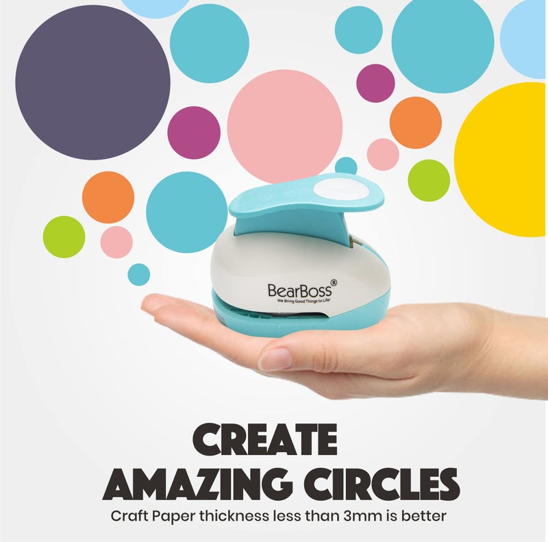 BearBoss 5 Circle Paper Punch, Handmade Scrapbook Paper Puncher, Different Size of Scrapbooking Punches Crafting Designs for Office Supplies, Card Making, DIY Albums Photos, Classic White - Image 2