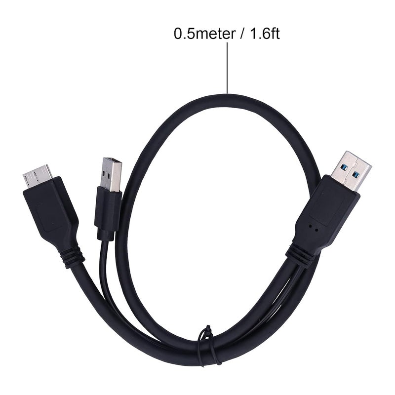 Ashata USB 3.0 Y Shape Power Data Cable, USB to USB 2.0 + Micro B Male to Male for Mobile Hard Disk, External Hard Drives - Image 5