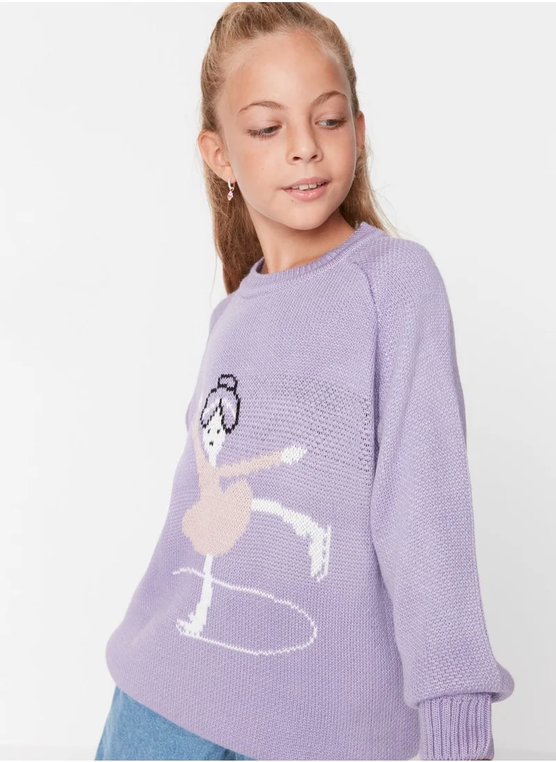 trendyol Kids Ballerina Print Sweater