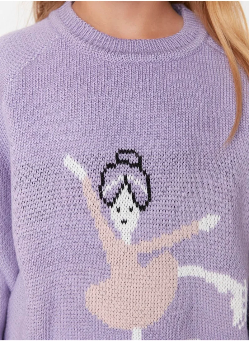 trendyol Kids Ballerina Print Sweater