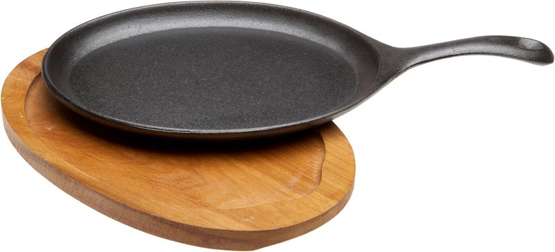 Old Mountain Fajita Plate Set - Pre-seasoned Cast Iron Fajita Pan with Wooden Tray and Hot Mitt by - Image 2