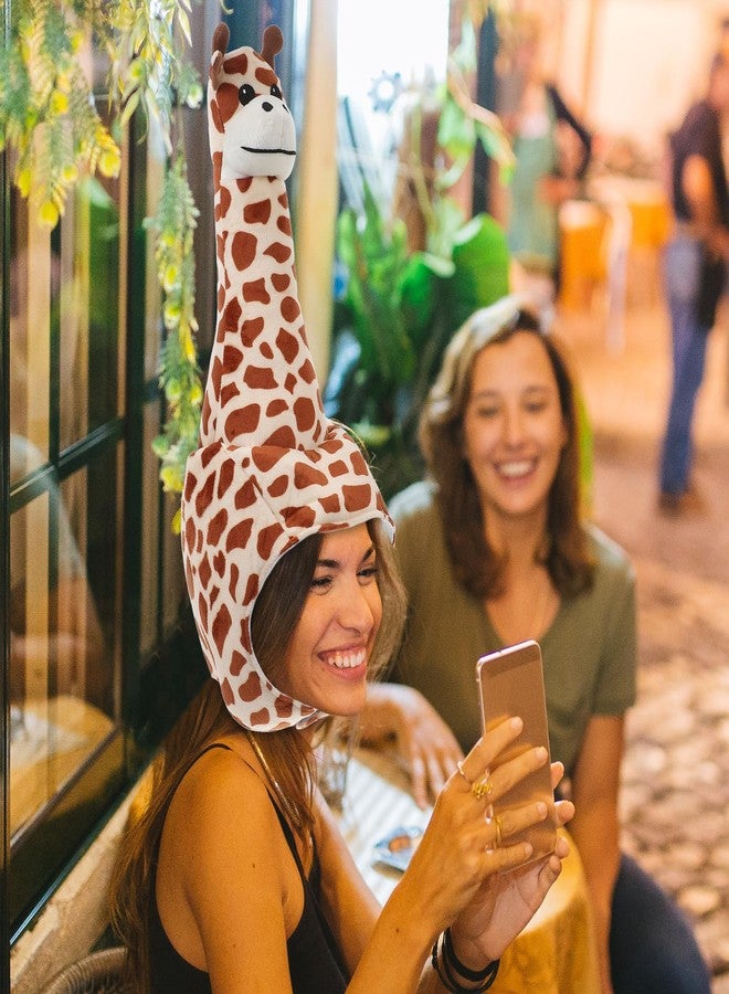 SAFIGLE Giraffe Hat：Giraffe Costume Hat Plush Animal Headwear for Adults and Kids - Cute and Funny Shape, Soft and Comfortable, Perfect for Parties, Cosplay, and Fun - Image 2