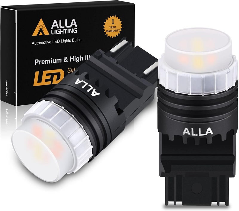 Alla Lighting Mini Super Bright 4257 4257NA LED Switchback Bulbs - Dual Color 6000K White/Amber Yellow - Image 1