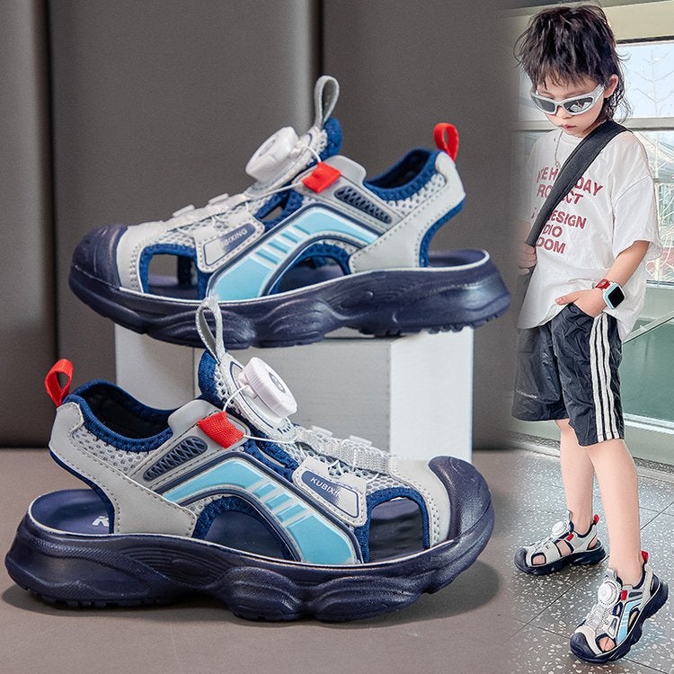 Girls Baby Toe-Cap Sandals Sports Boys Beach Functional Shoes Little Girls Soft-Soled Shoes - Image 4