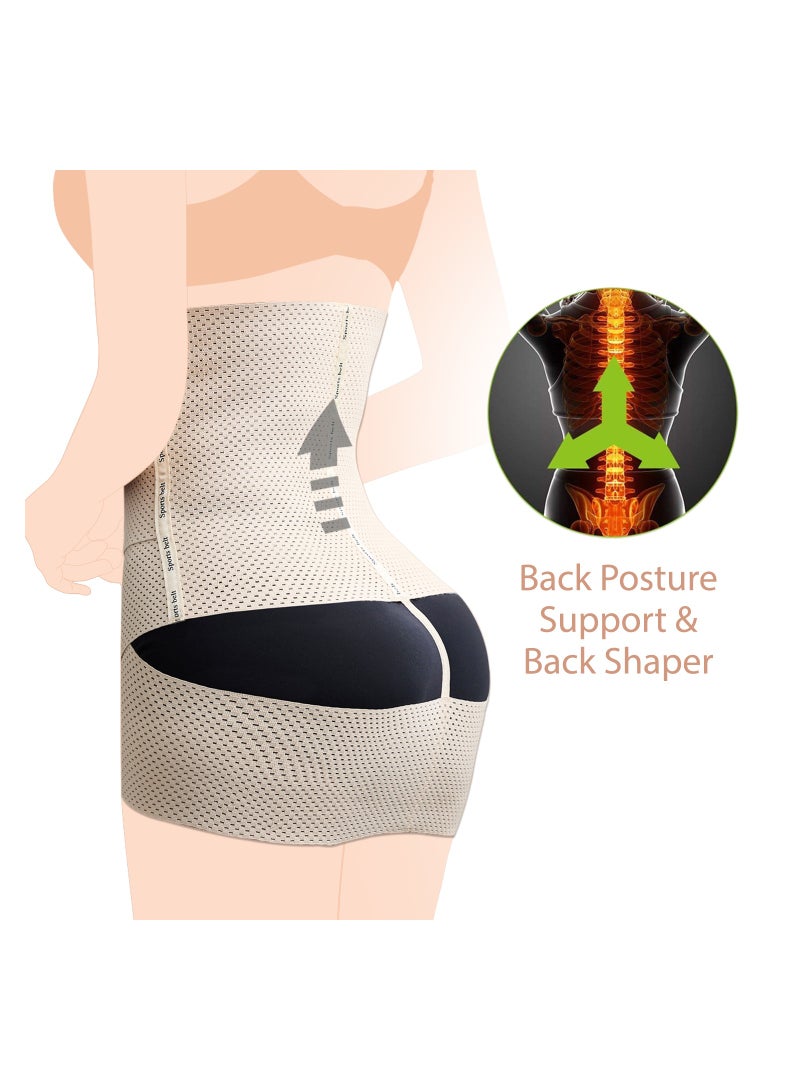 SUNVENO Belly Shaper and Hip Definition Band - Beige, S - Image 5