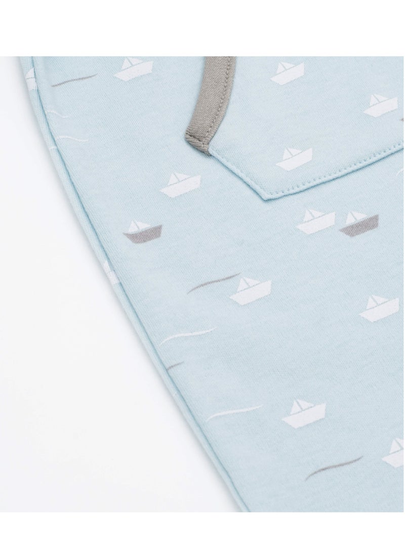 MOON 100% Cotton Romper 6-9M Teal - Little Boat - Image 4