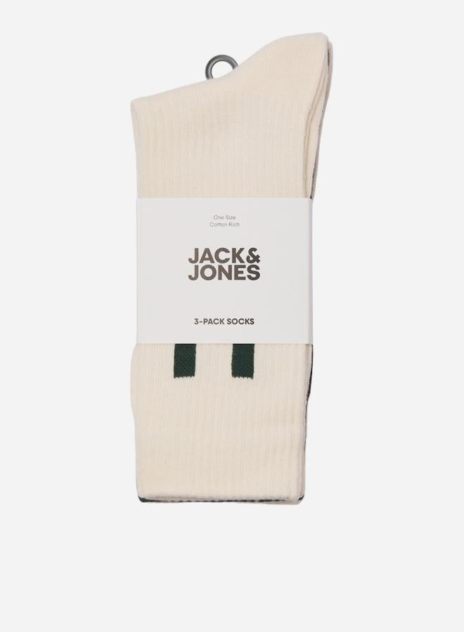 JACK & JONES Jack and Jones Pack of 3 - Cream and Green Ankle Socks - Image 2