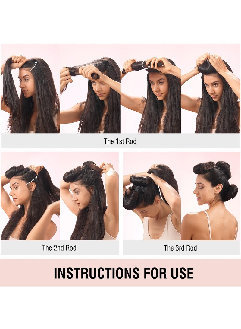 Heatless Hair Curler with Flexi Rods and Hook, Heatless Curling Rod for All Hair Types, Comfortable No-Heat Curlers to Sleep In, Overnight Blowout Curls, Black - Image 3