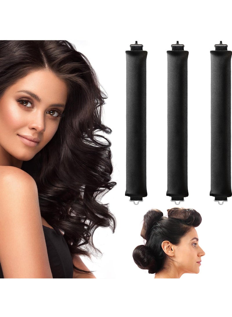 Heatless Hair Curler with Flexi Rods and Hook, Heatless Curling Rod for All Hair Types, Comfortable No-Heat Curlers to Sleep In, Overnight Blowout Curls, Black - Image 1