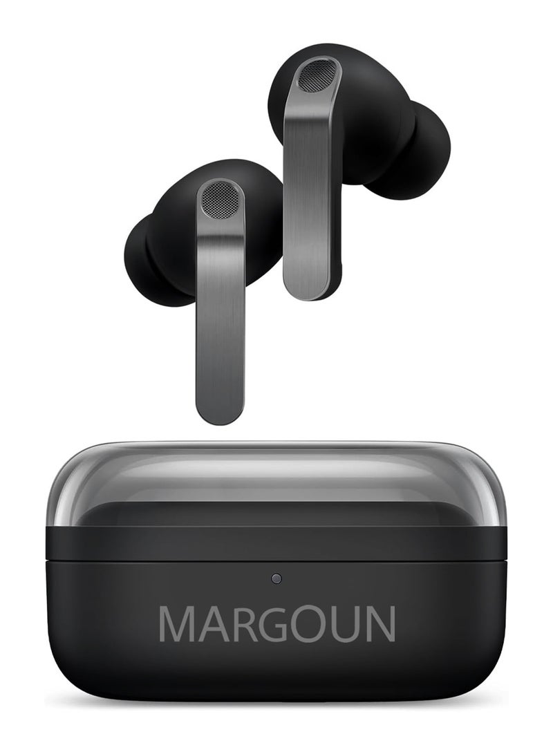 MARGOUN Buds 4 Pro True Wireless Earbuds with Transparent Magnetic Charging Case for Samsung Galaxy S25 Ultra black - Image 2