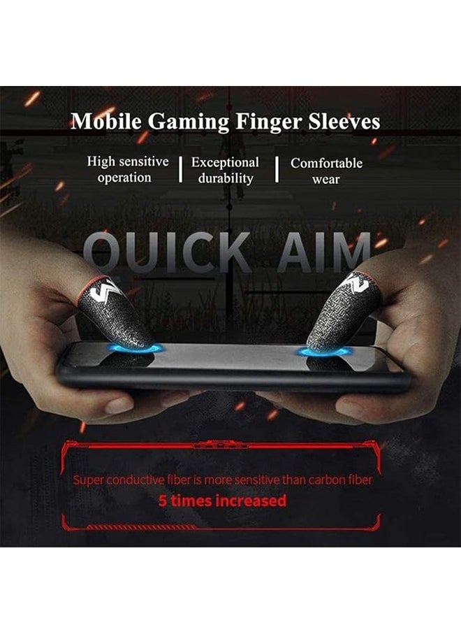 2-Pairs Gaming Finger Sleeves For Mobile Game Controller High-sensitive Anti-Sweat Breathable Seamless Finger Sleeve For Mobile /Tablet