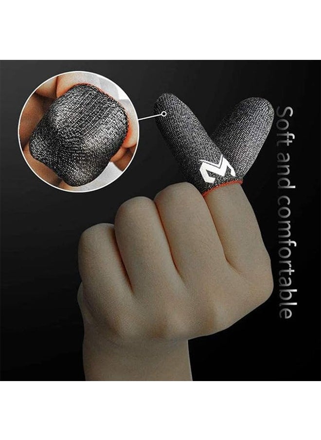 2-Pairs Gaming Finger Sleeves For Mobile Game Controller High-sensitive Anti-Sweat Breathable Seamless Finger Sleeve For Mobile /Tablet