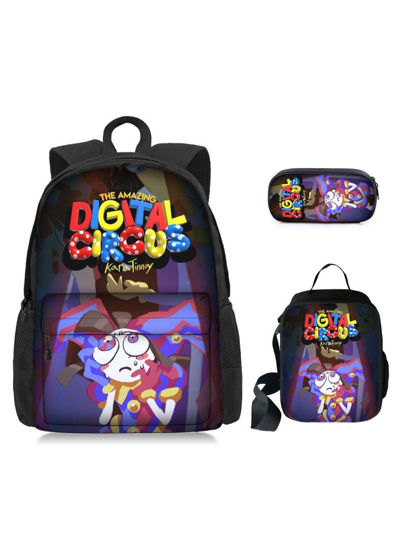 3 Pcs Anime The Amazing Digital Circus Backpack Set School Bag