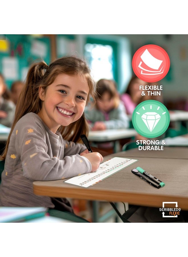 Scribbledo Dry Erase Number Line For Students 4”X12” Small White Board Dry Erase Sheets Math Manipulatives Number Lines For Classroom Supplies Teacher Pack 10 Sheets - Image 2