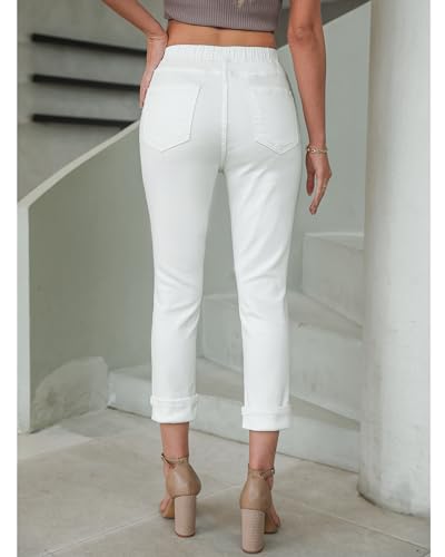 GRAPENT Women's High Waisted Cream White Jeggings - Western Style Capri Jeans - Size 16/18 (X-Large) - Image 2