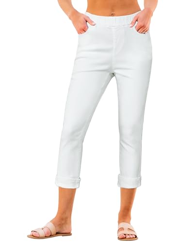GRAPENT Women's High Waisted Cream White Jeggings - Western Style Capri Jeans - Size 16/18 (X-Large) - Image 5