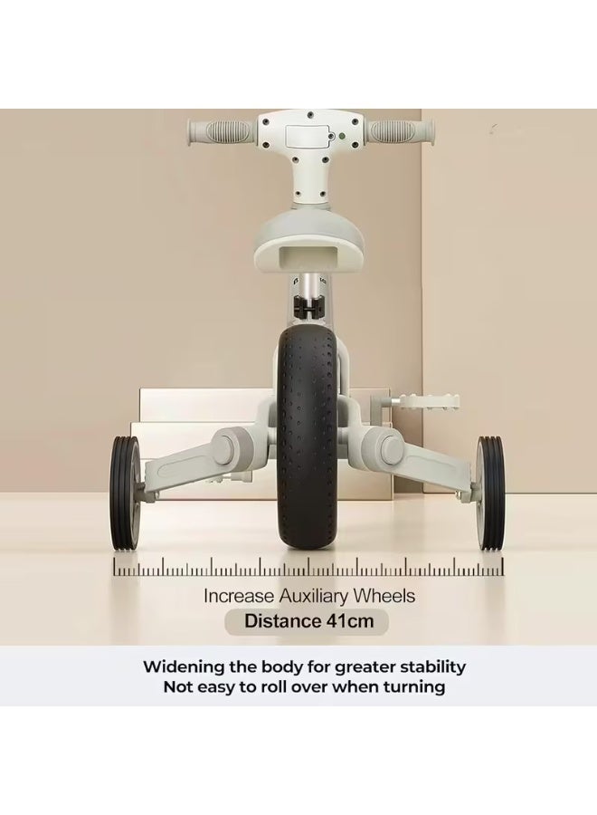 zedx 2-in-1 Kids Balance Cycle, Lightweight Toddler Tricycle & Bicycle for Ages 2-5 Years, Adjustable Seat, Removable Pedals & Training Wheels ,White/Black - Image 2
