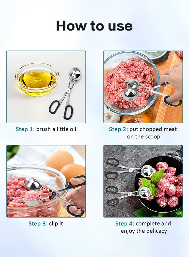 Sweet Life 2PCS Meatball Maker, None-stick Meatball Scoop Ball Maker with Detachable Anti-Slip Handles, Stainless Steel Meat Baller Cake Pop Scoop for Kitchen - Image 3