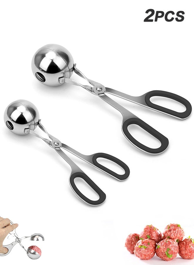 Sweet Life 2PCS Meatball Maker, None-stick Meatball Scoop Ball Maker with Detachable Anti-Slip Handles, Stainless Steel Meat Baller Cake Pop Scoop for Kitchen - Image 1