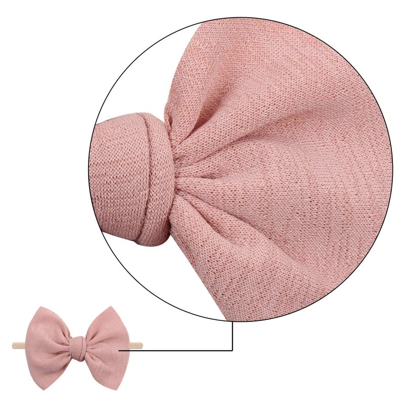 YanJie Baby Girls Nylon Headbands Newborn Bows Handmade Hair Bows Hairbands Hair Accessories for Newborn Infant Toddlers Kids(Red Pink Brown) - Image 5