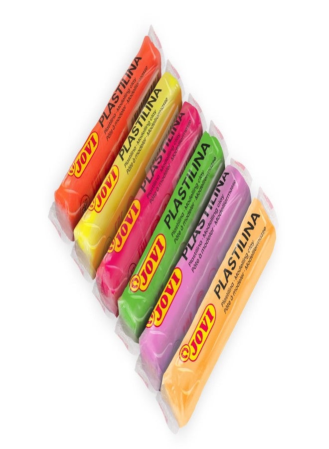 Jovi Plastilina Reusable and Non-Drying Modeling Clay; Neon Colors, 0.50 Oz. Bars, Set of 6, Perfect for Arts and Crafts Projects - Image 2