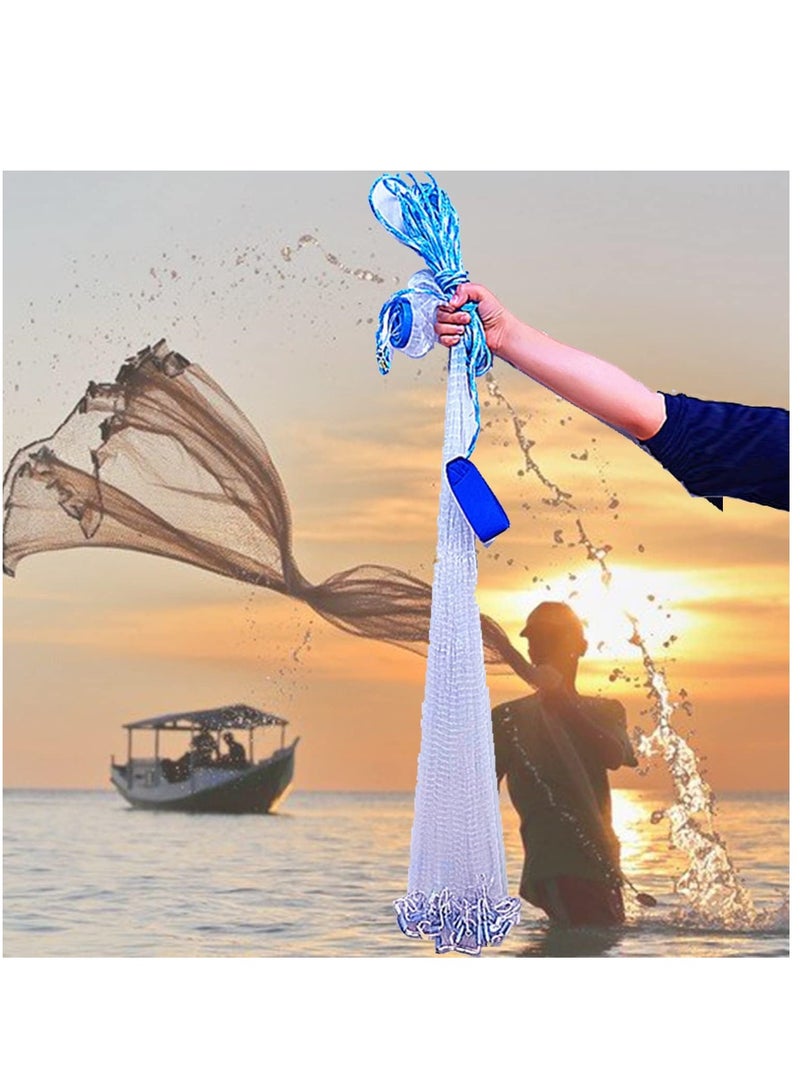 Generic Fishing Net Nylon Monofilament American Style Cast Net Outdoor Hand Throw Fishing Mesh with Heavy Duty Weights for Bait Trap Fish  - Image 1