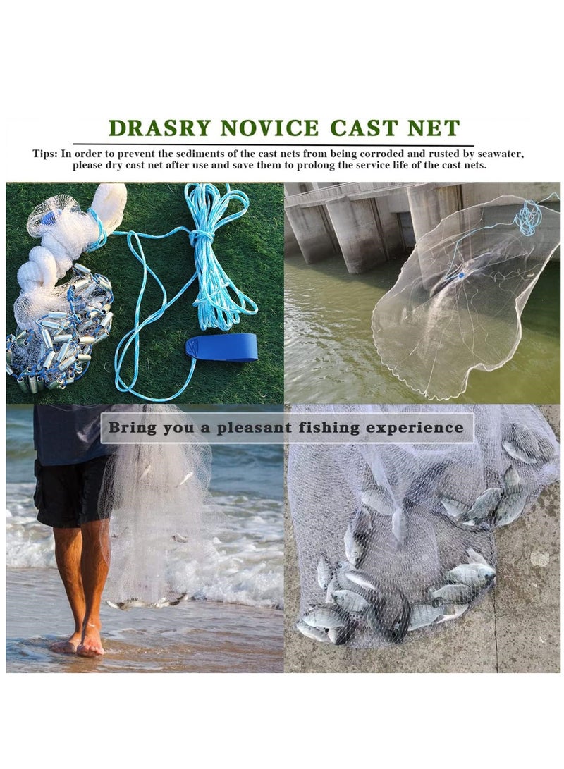 Generic Fishing Net Nylon Monofilament American Style Cast Net Outdoor Hand Throw Fishing Mesh with Heavy Duty Weights for Bait Trap Fish  - Image 3
